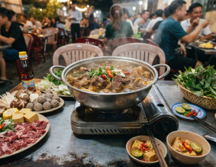 Lẩu bò Đức Hòa ngon cần nước dùng đậm vị và phần thịt phù hợp khẩu vị